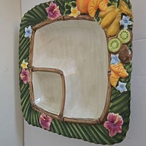 Tropical Square Divider Chip And Dip Dish
